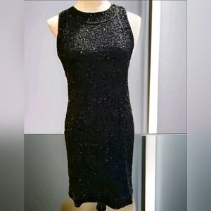 Krishma beaded black sleeveless dress Medium D9016
